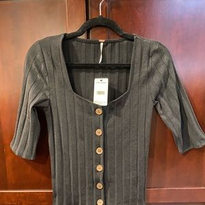 Free People Knit Button-Up Top
